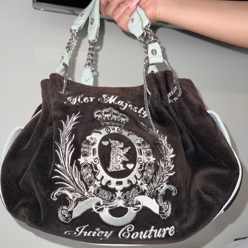 Brown and blue Juicy Couture hand bag